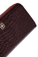 Kadın Bordo Kroko Cüzdan | Derimod