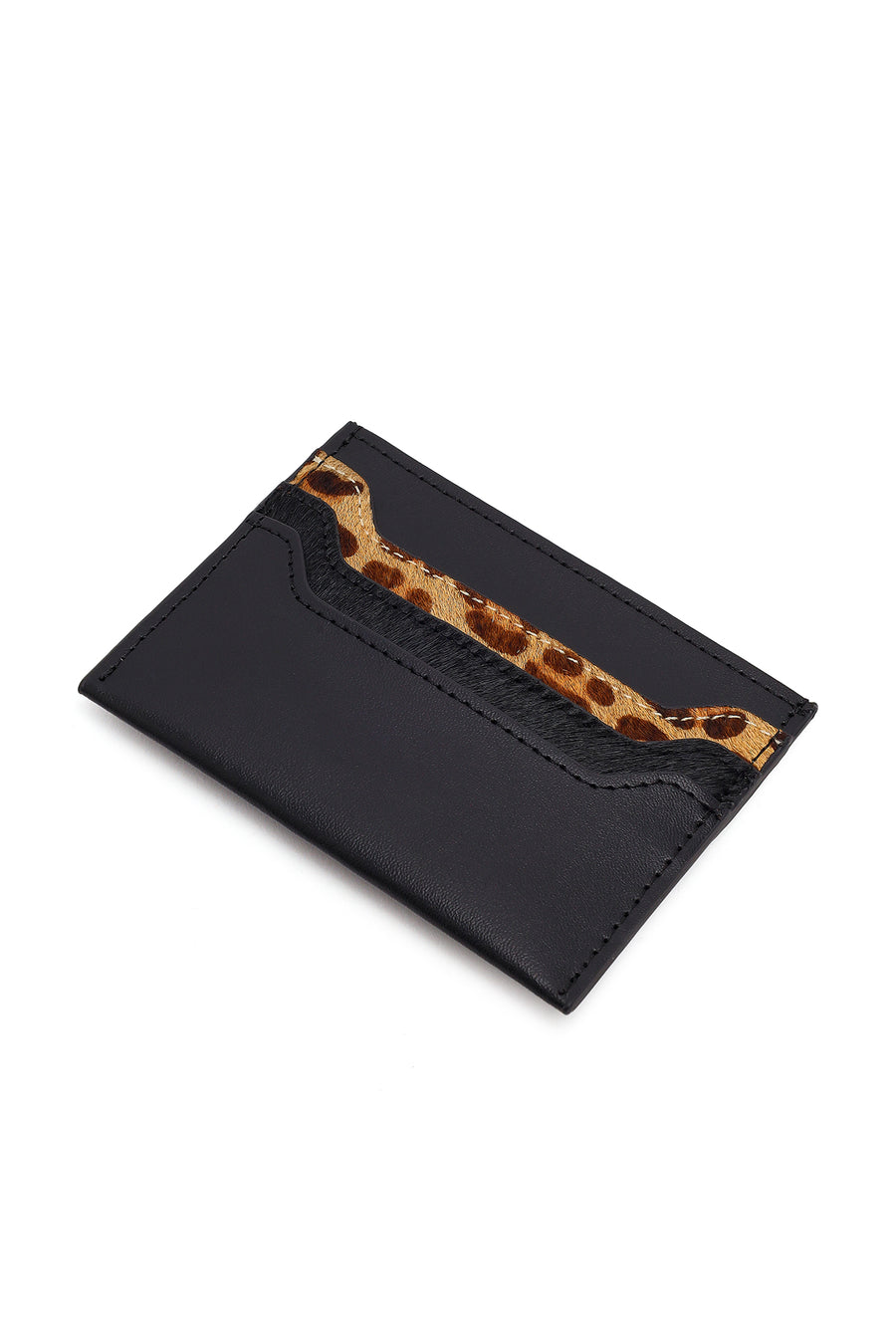 Woman Black Leopard Print Cardholder