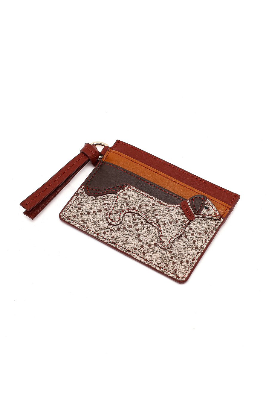 Women's Burgundy Patterned Card Holder
