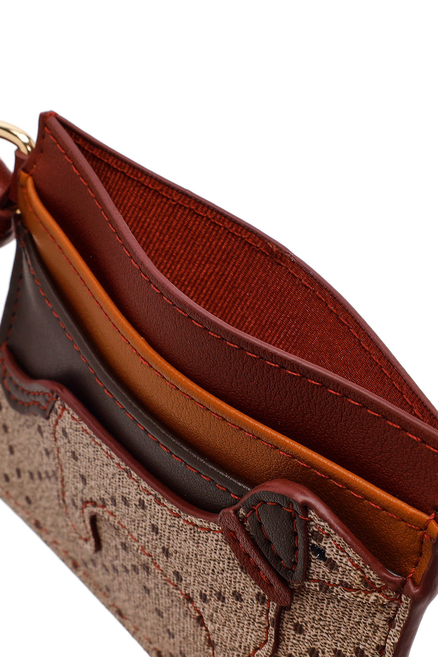 Women's Burgundy Patterned Card Holder