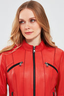 Linda Kadın Kırmızı Deri Ceket | Derimod