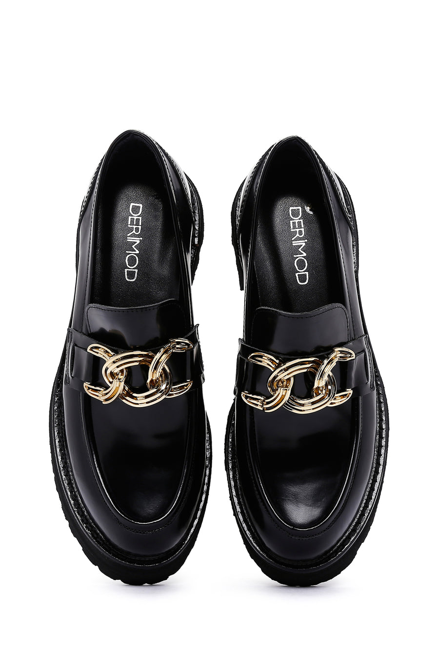 Kadın Siyah Rugan Deri Tokalı Casual Loafer