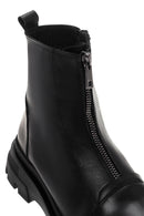 Women's Black Zippered Leather Boots | Derimod