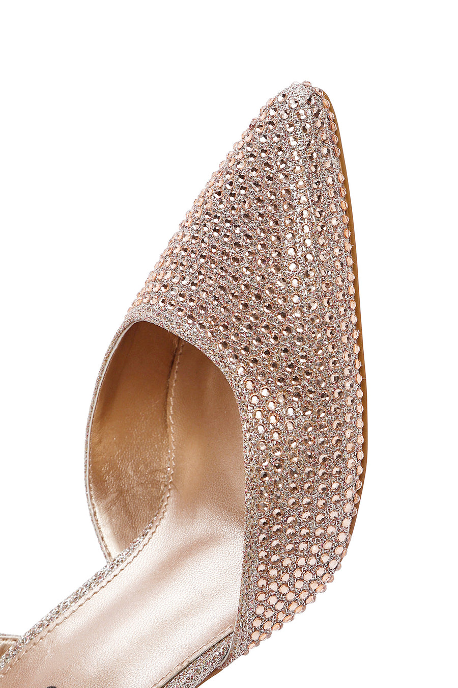 Women's Gold Stone Open Back Thin Heeled Shoes
