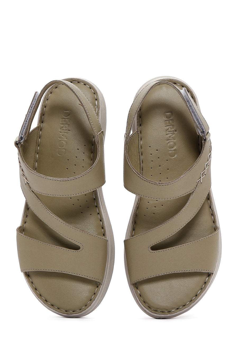 Kadın Yeşil Deri Comfort Sandalet