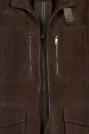 Torres Male Brown Mandarin Collar Suede Coat | Derimod