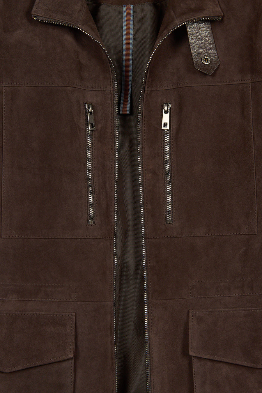 Torres Male Brown Mandarin Collar Suede Coat