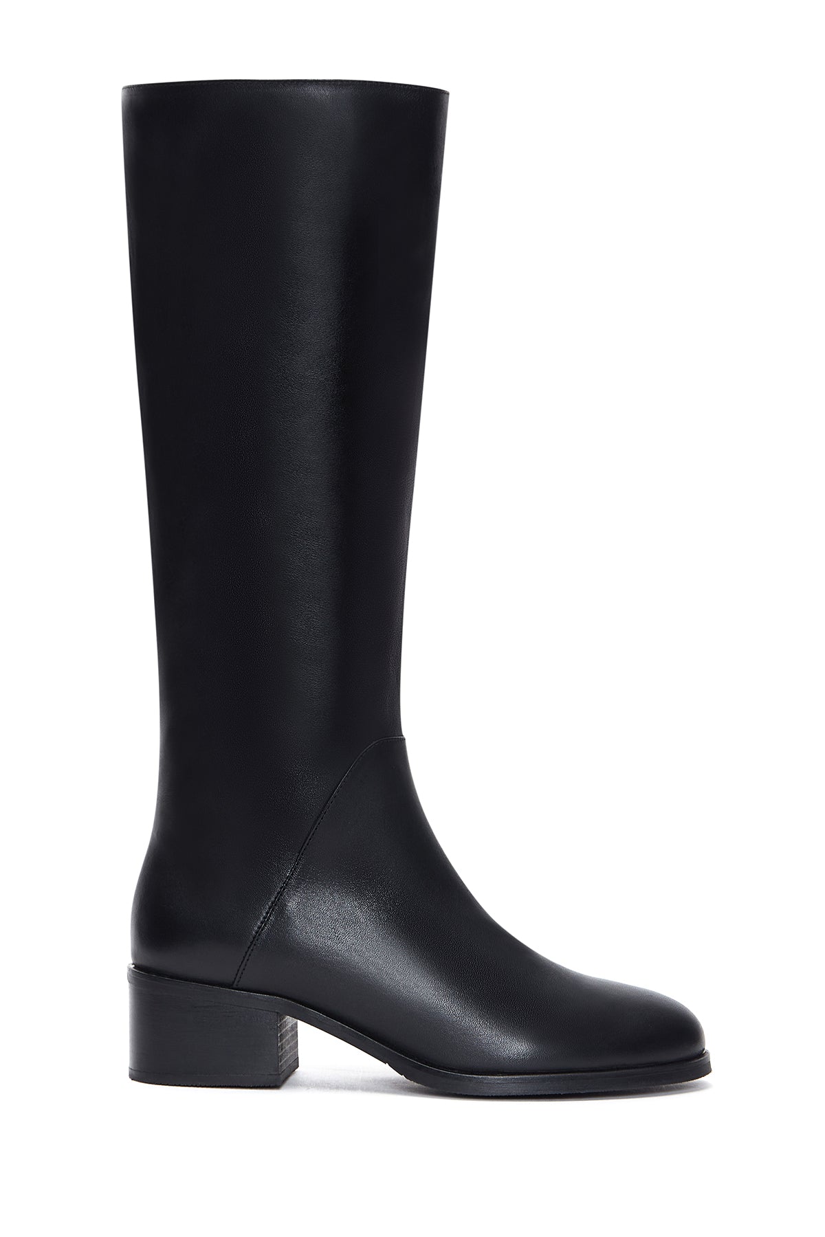 Women's Black Leather Zippered Heeled Boots 22WFD240418 | Derimod