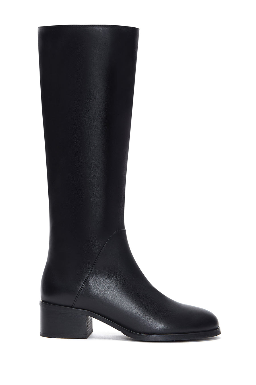 Women's Black Leather Zippered Heeled Boots 22WFD240418 | Derimod