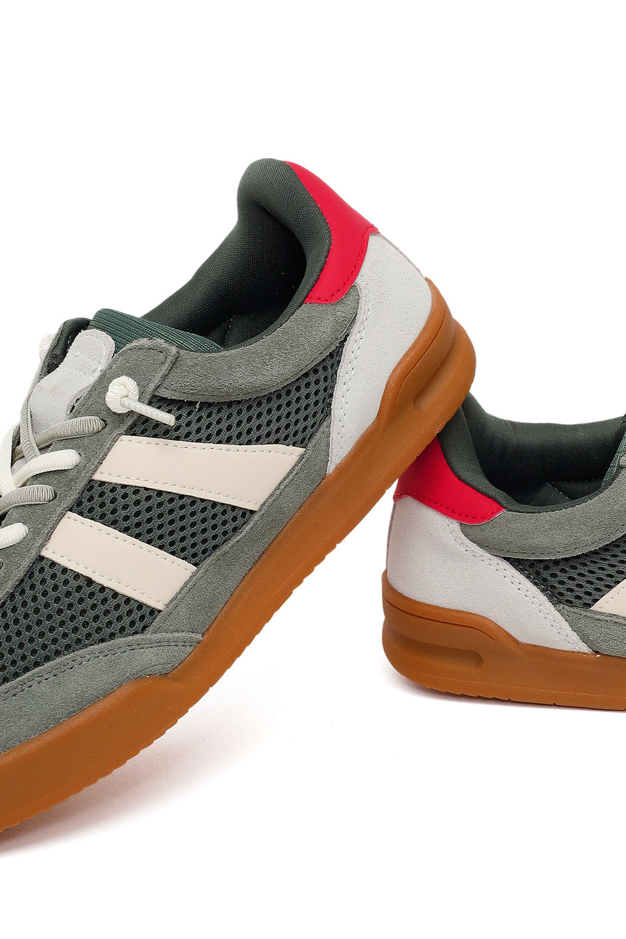 Women's Green Lace-up Leather Sneaker