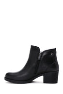 Women's Black Leather Heeled Bootie | Derimod