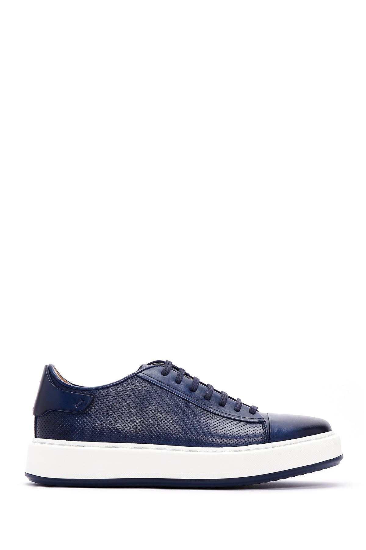 Men's Navy Blue Leather Thick Soled Sneaker 23SFD612626 | Derimod