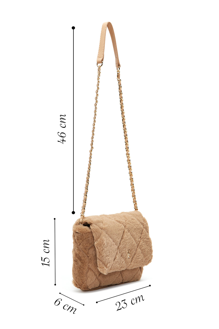 Women's Camel Plush Shoulder Bag