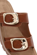 Kadın Taba Çift Tokalı Kalın Tabanlı Terlik | Derimod