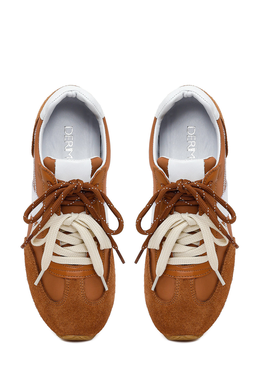 Women's Tan Lace-up Leather Sneaker