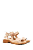 Women's Beige Leather Ankle Buckle Sandals | Derimod