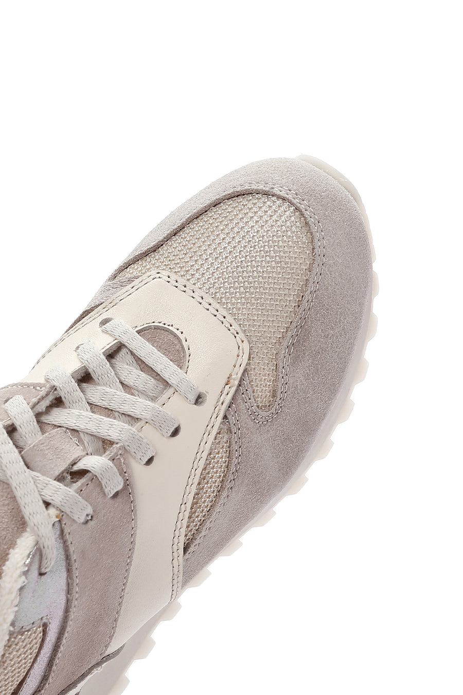 Women's Beige Thick Soled Leather Sneaker