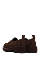 Woman Dark Mink Suede Masculine Loafer | Derimod