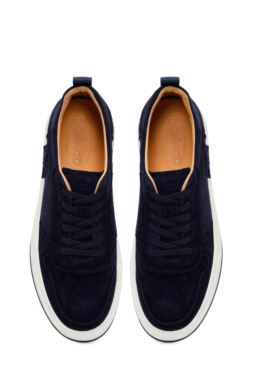 Male Navy Lace-up Thick-soled Suede Leather Sneaker