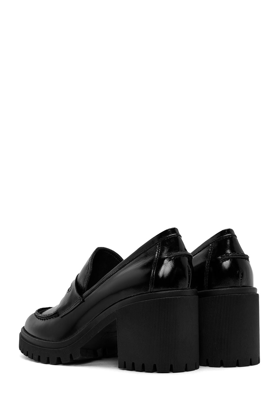 Woman Black Thick-Heeled Patent Leather Leather Masculine Loafer