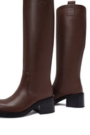 Women's Brown Thick Heeled Leather Boot | Derimod