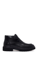 Male Black Zip Closure Lace-Up Leather Casual Boots | Derimod