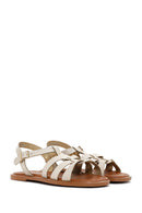 Women's Beige Ankle Strap Leather Bodrum Sandals | Derimod