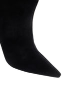 Women's Black Thin Heeled Suede Leather Boots | Derimod