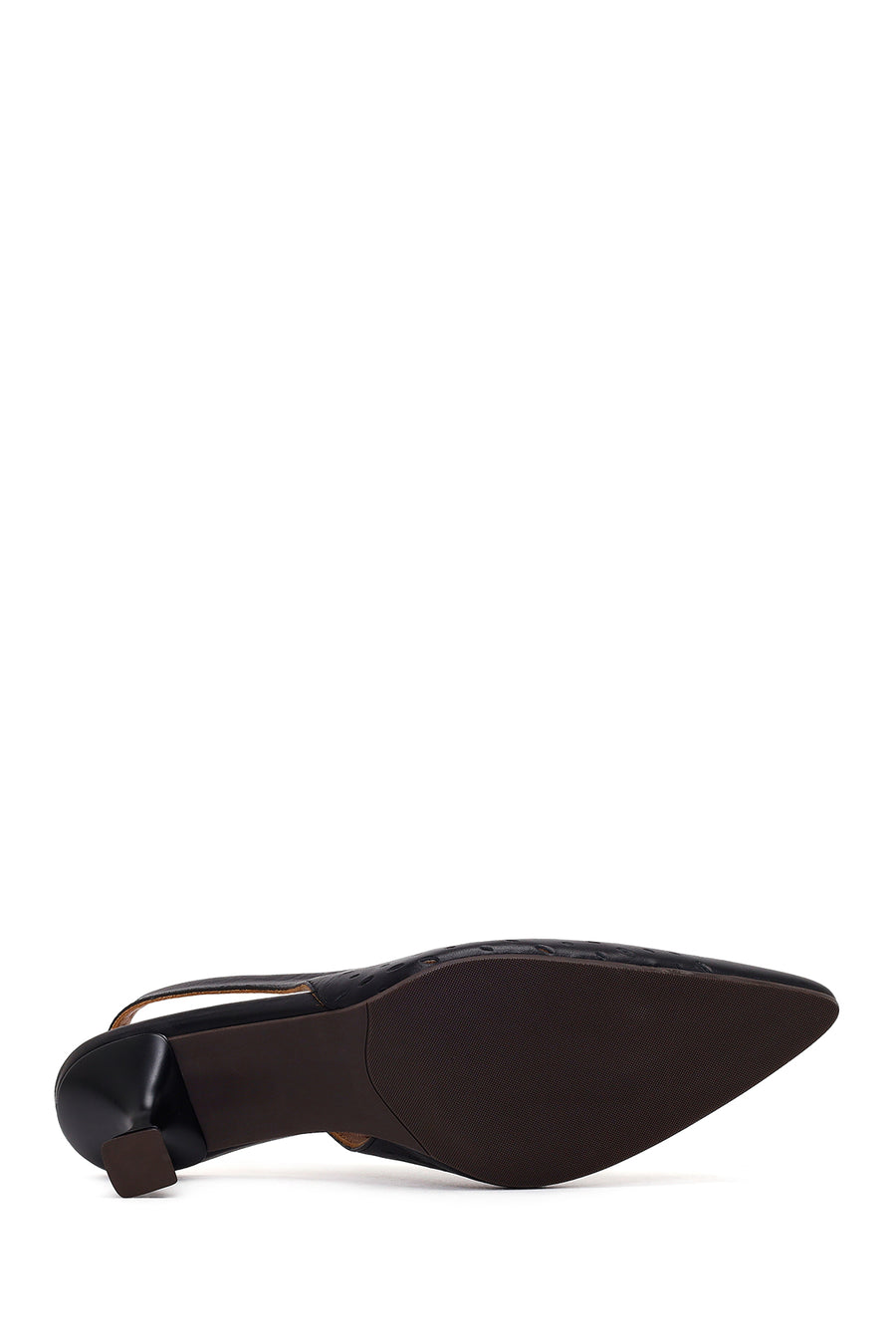 Woman Black Backless Low-Heeled Leather Shoes