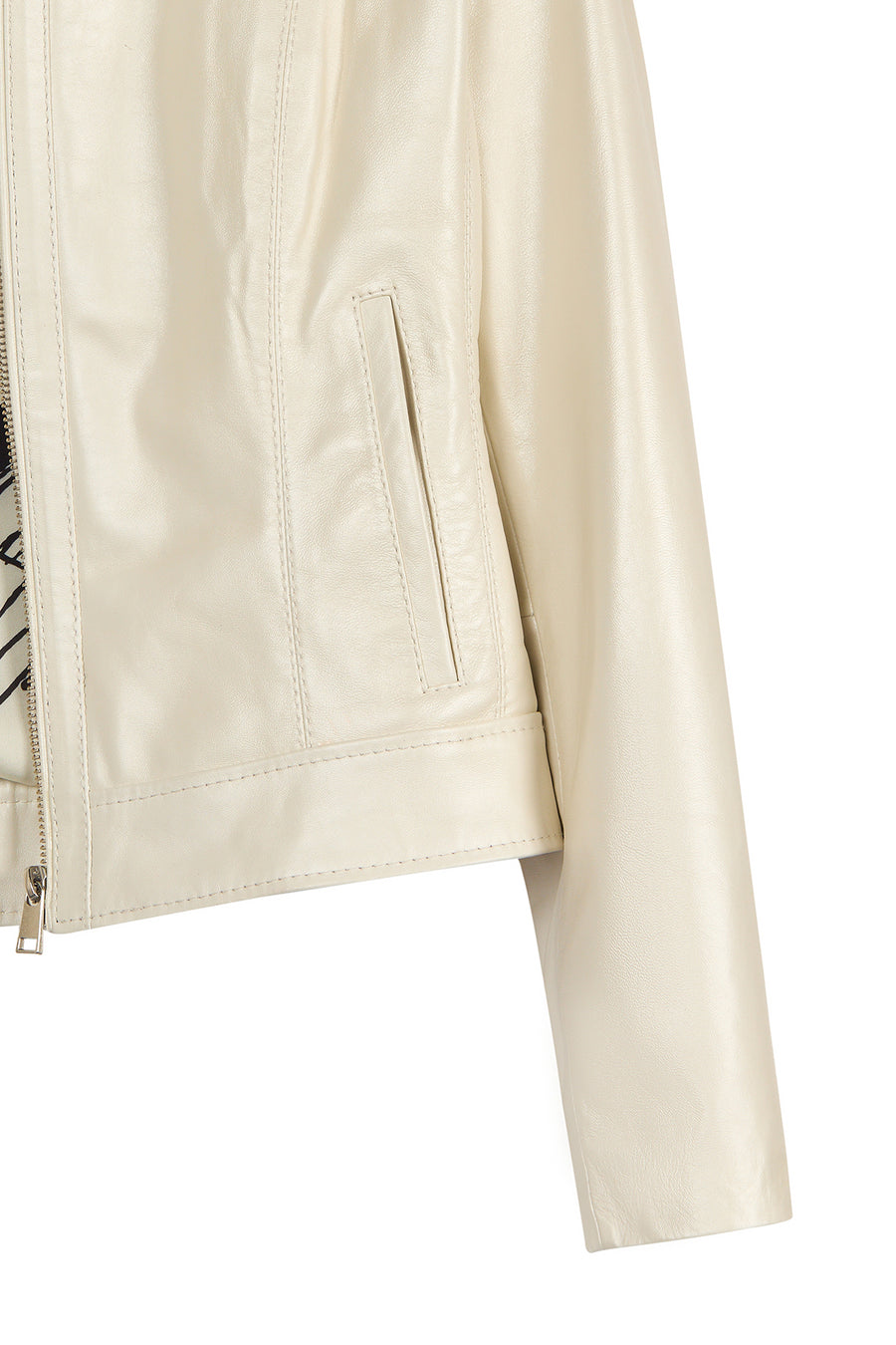 Adela Woman White Short Leather Jacket