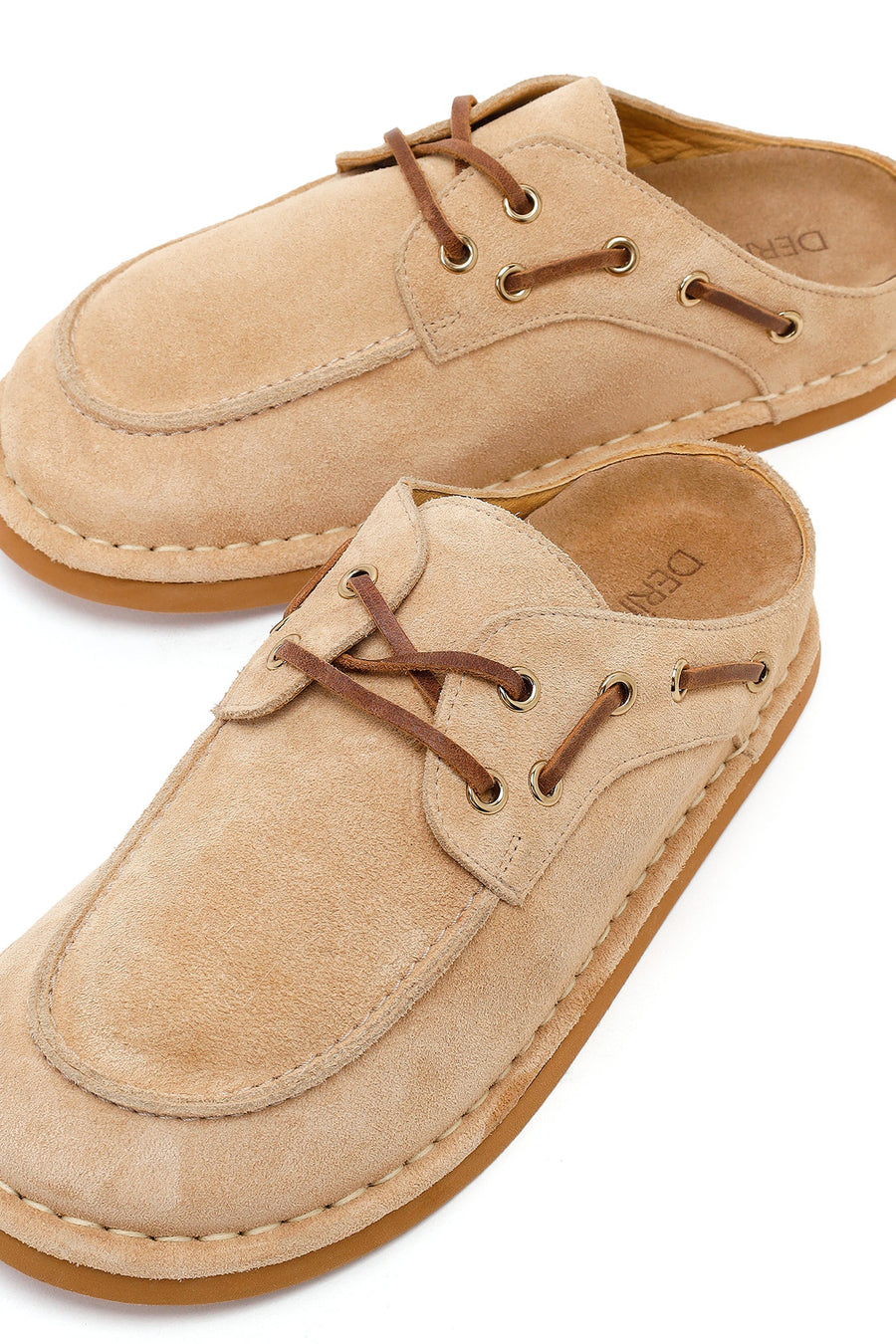 Women's Beige Suede Leather Slippers