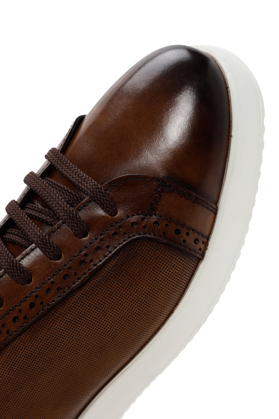 Erkek Taba Bağcıklı Deri Sneaker