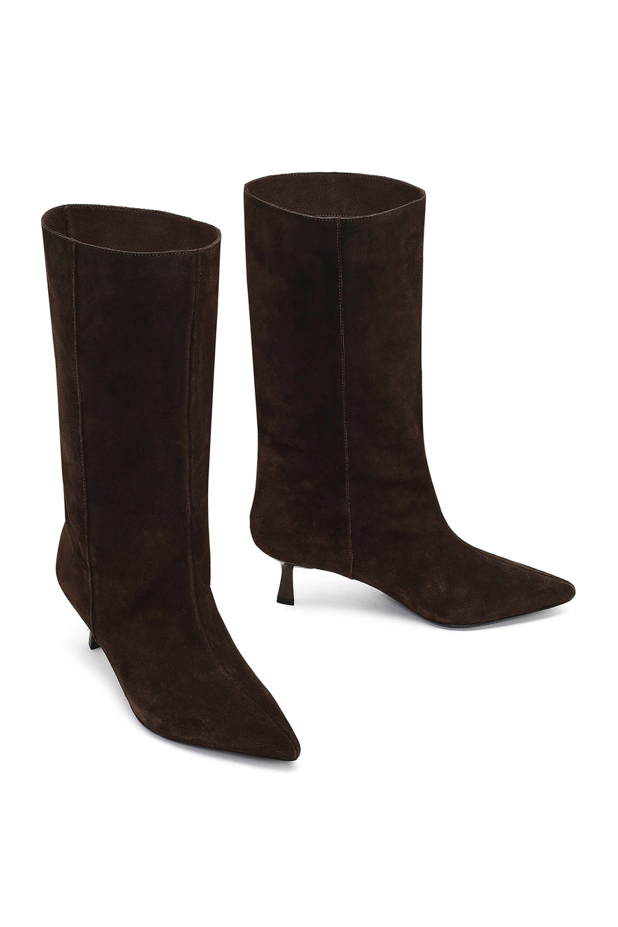 Woman Brown Thin-Heeled Suede Boots