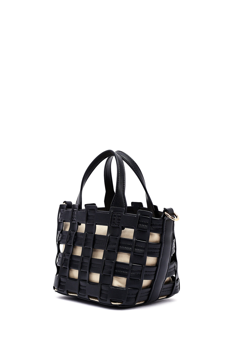 Woman Black Long Strap Knitted Shoulder Bag