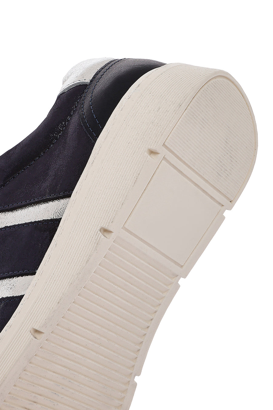 Women's Navy Blue Lace-Up Thick-Soled Leather Casual Shoes