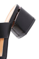 Women's Black Short Thick Heeled Slippers | Derimod