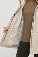 Agatha Women's Beige Hooded Long Leather Coat | Derimod