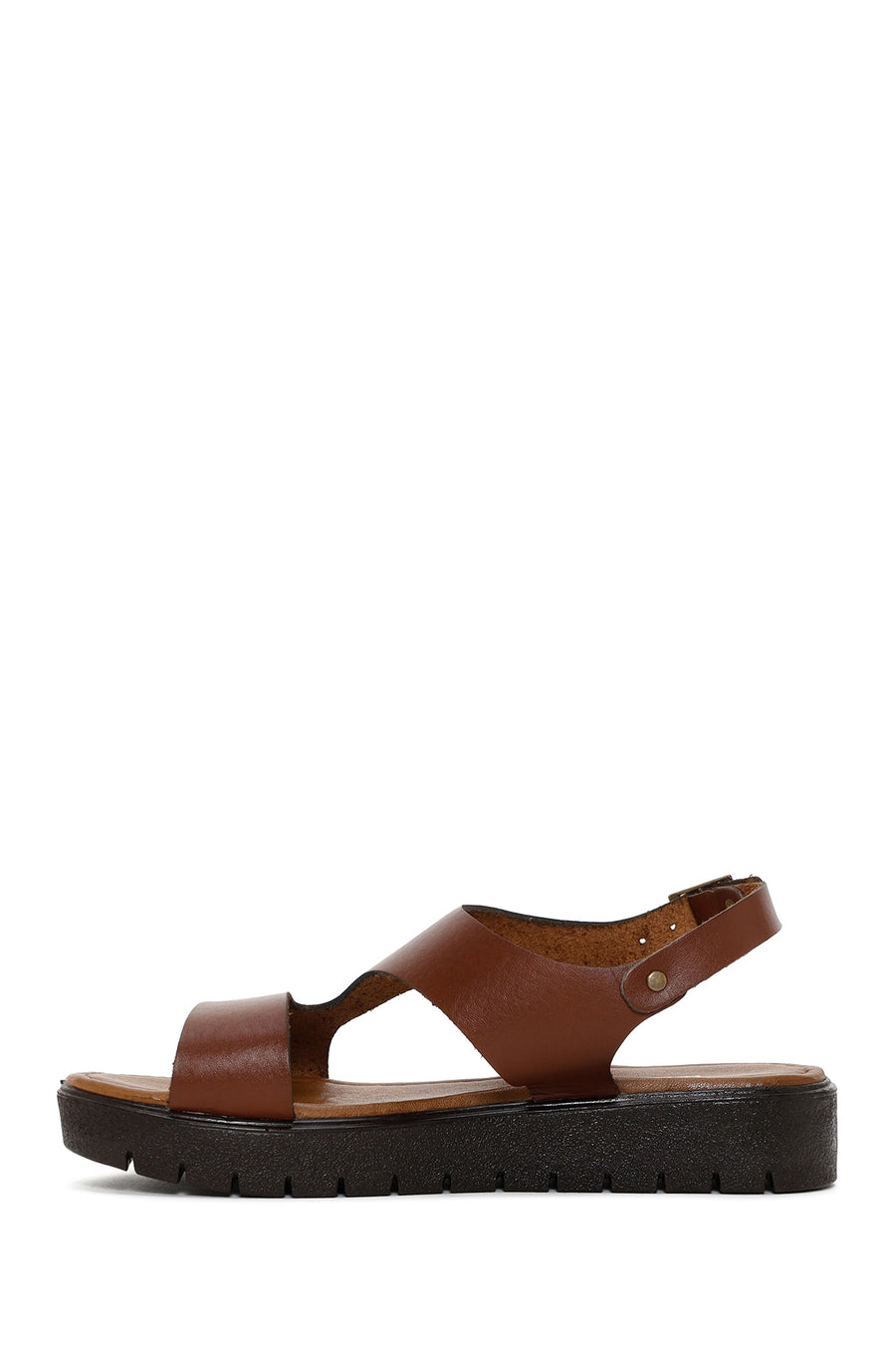 Women's Brown Ankle Strap Leather Sandals