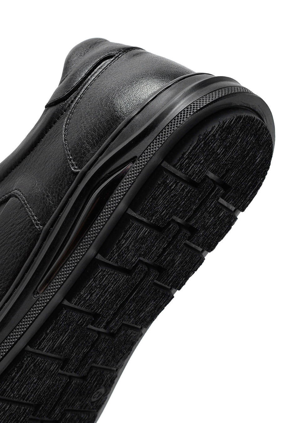 Erkek Siyah Bağcıklı Deri Sneaker