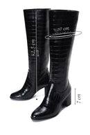 Women's Black Crocodile Patterned Heeled Boots | Derimod