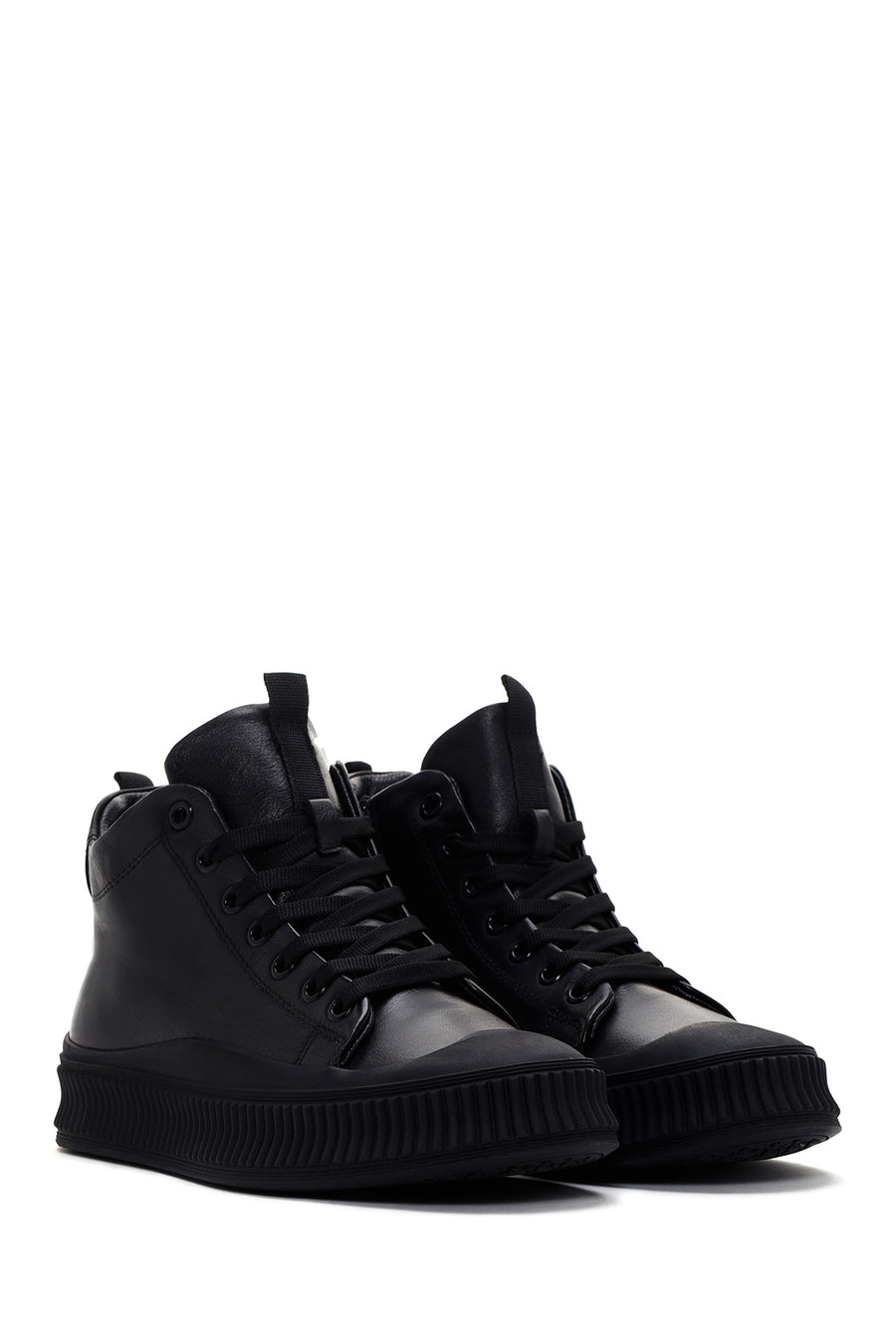 Men's Black Leather High Top Sneaker