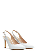 Women's White Leather Heeled Shoes | Derimod