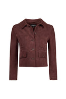 Cassandra Woman Burgundy Slim-Fit Suede Leather Jacket | Derimod