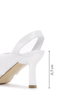 Women's White Leather Heeled Sandals | Derimod