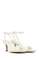 Women's White Ankle Buckle Thin Heel Sandals | Derimod