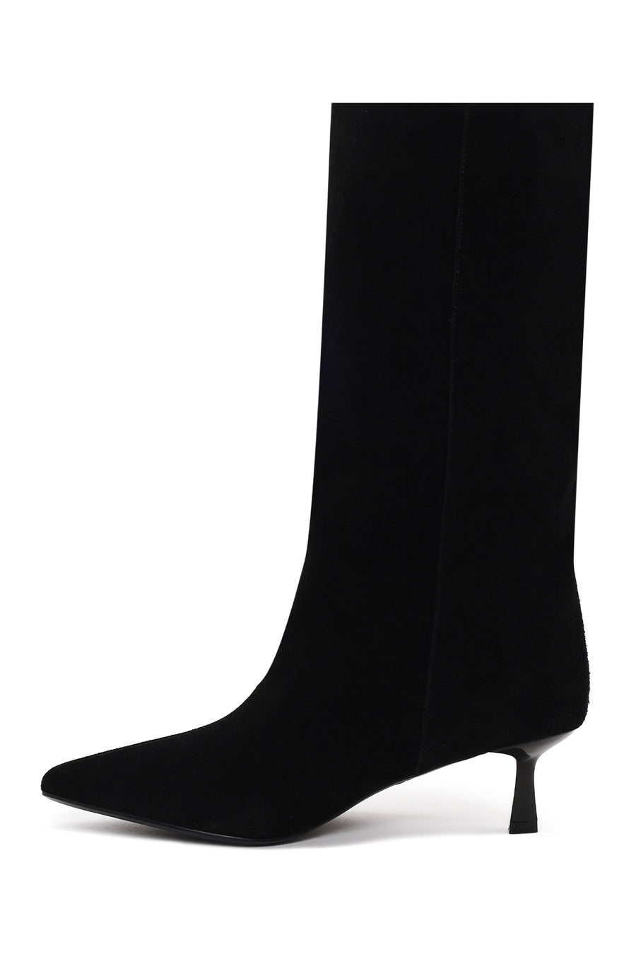 Woman Black Short Thin-Heeled Suede Short Boots