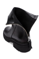 Women's Black Back Zipper Leather Boots | Derimod