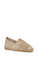 Women's Beige Suede Leather Espadrille | Derimod