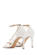 Women's White Ankle Chain-Tied Thin Heel Sandals | Derimod