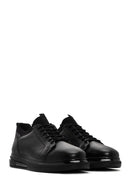 Men's Black Thick Sole Lace Up Leather Sneaker | Derimod